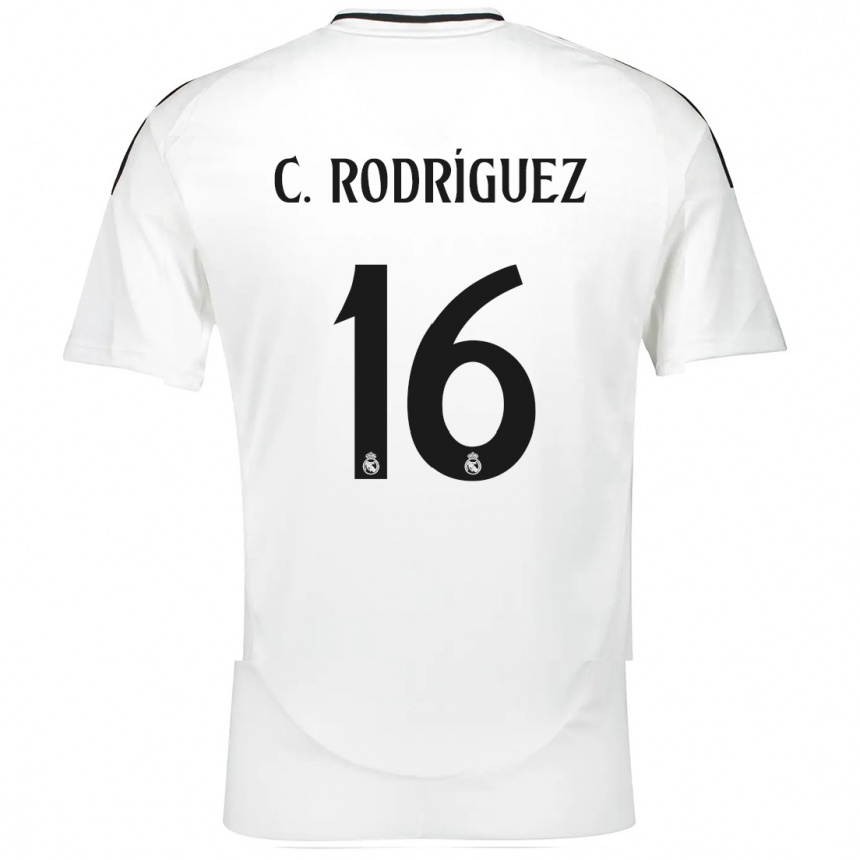 Kids Football Carlos Rodríguez #16 White Home Jersey 2024/25 T-Shirt Nz