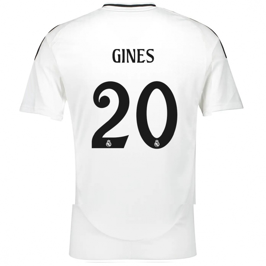 Kids Football Alvaro Gines #20 White Home Jersey 2024/25 T-Shirt Nz