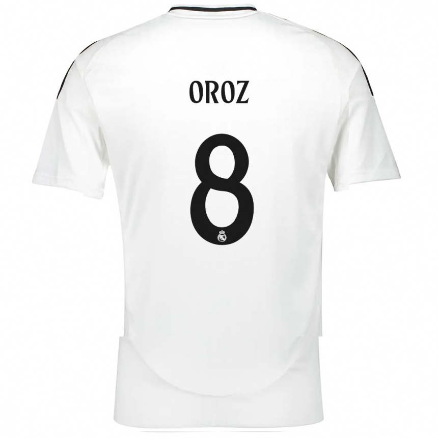 Kids Football Maite Oroz #8 White Home Jersey 2024/25 T-Shirt Nz