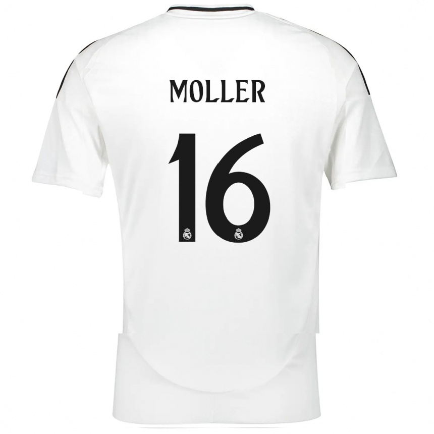 Kids Football Caroline Moller #16 White Home Jersey 2024/25 T-Shirt Nz