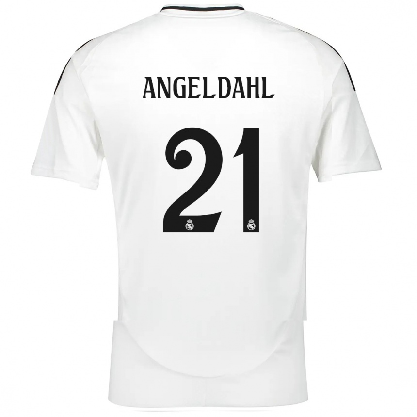 Kids Football Filippa Angeldahl #21 White Home Jersey 2024/25 T-Shirt Nz