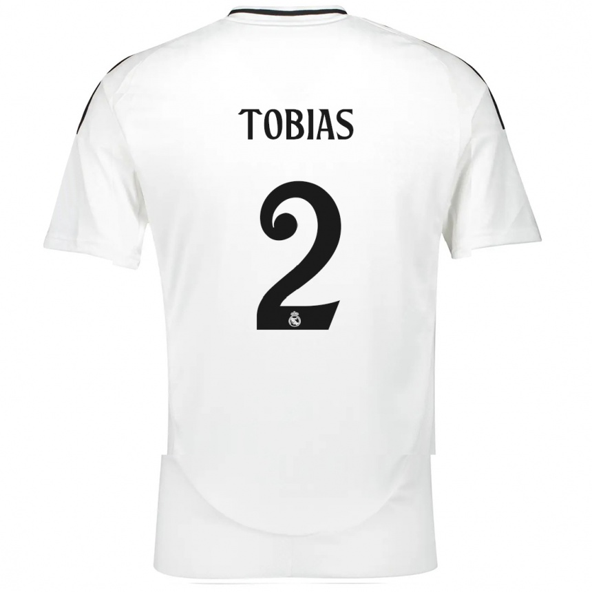 Kids Football Vinícius Tobias #2 White Home Jersey 2024/25 T-Shirt Nz