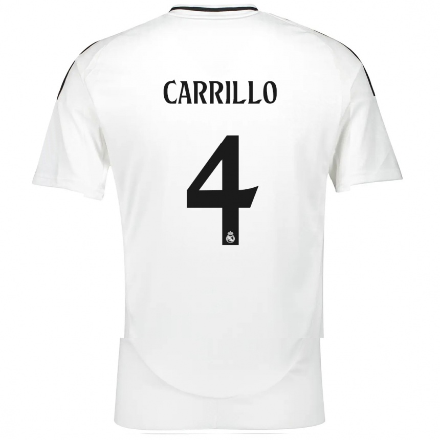 Kids Football Álvaro Carrillo #4 White Home Jersey 2024/25 T-Shirt Nz