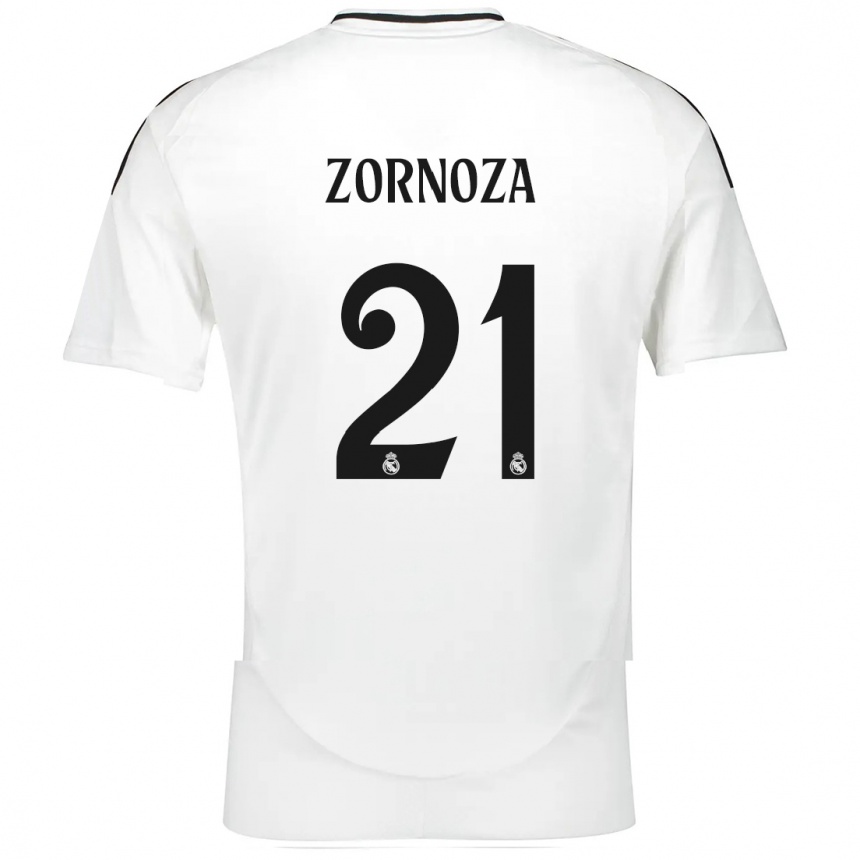 Kids Football Claudia Zornoza #21 White Home Jersey 2024/25 T-Shirt Nz