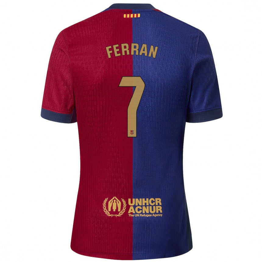 Kids Football Ferran Torres #7 Blue Red Home Jersey 2024/25 T-Shirt Nz