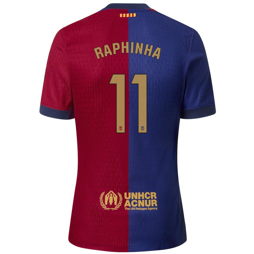 Kids Football Raphinha #11 Blue Red Home Jersey 2024/25 T-Shirt Nz