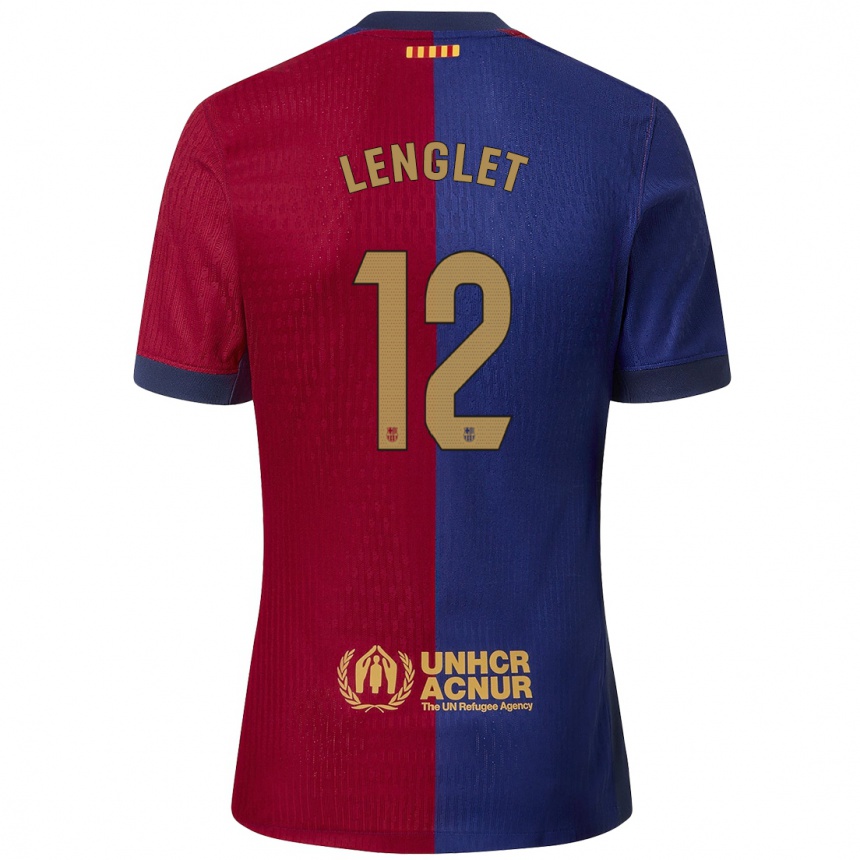 Kids Football Clement Lenglet #12 Blue Red Home Jersey 2024/25 T-Shirt Nz