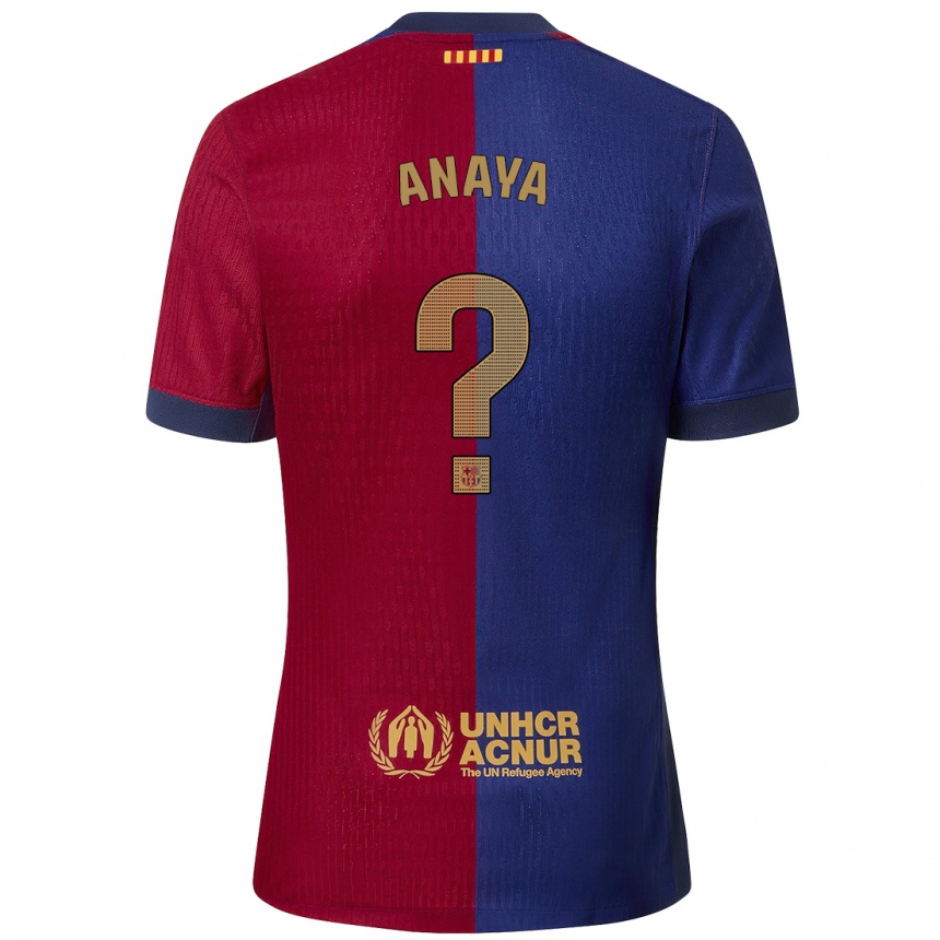 Kids Football Joan Anaya #0 Blue Red Home Jersey 2024/25 T-Shirt Nz