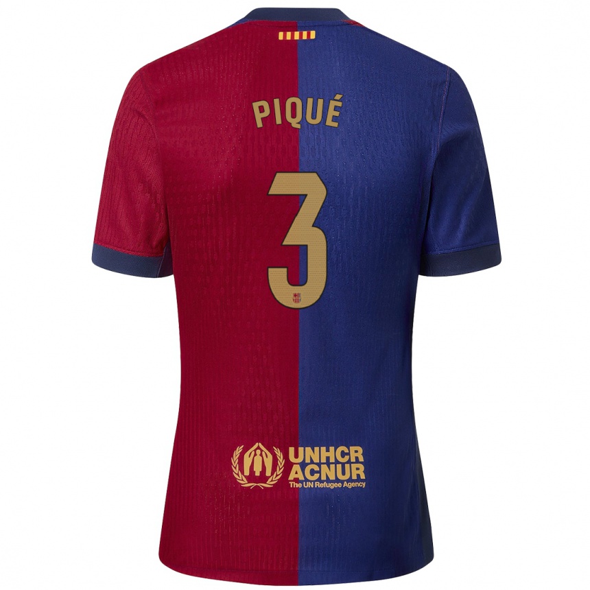 Kids Football Gerard Pique #3 Blue Red Home Jersey 2024/25 T-Shirt Nz