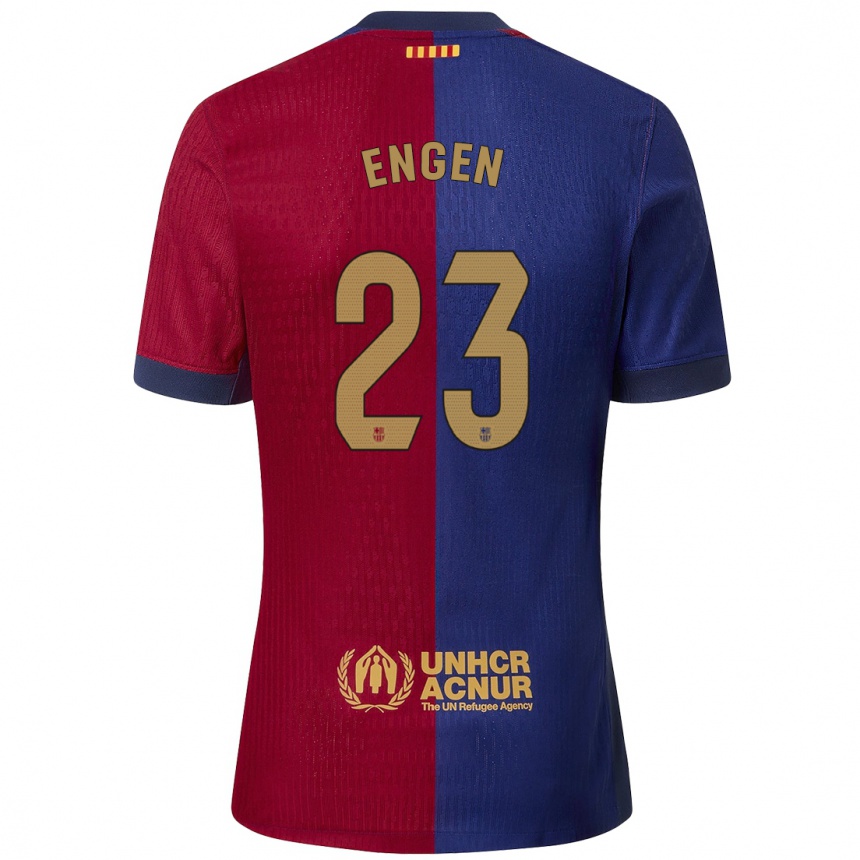 Kids Football Ingrid Engen #23 Blue Red Home Jersey 2024/25 T-Shirt Nz