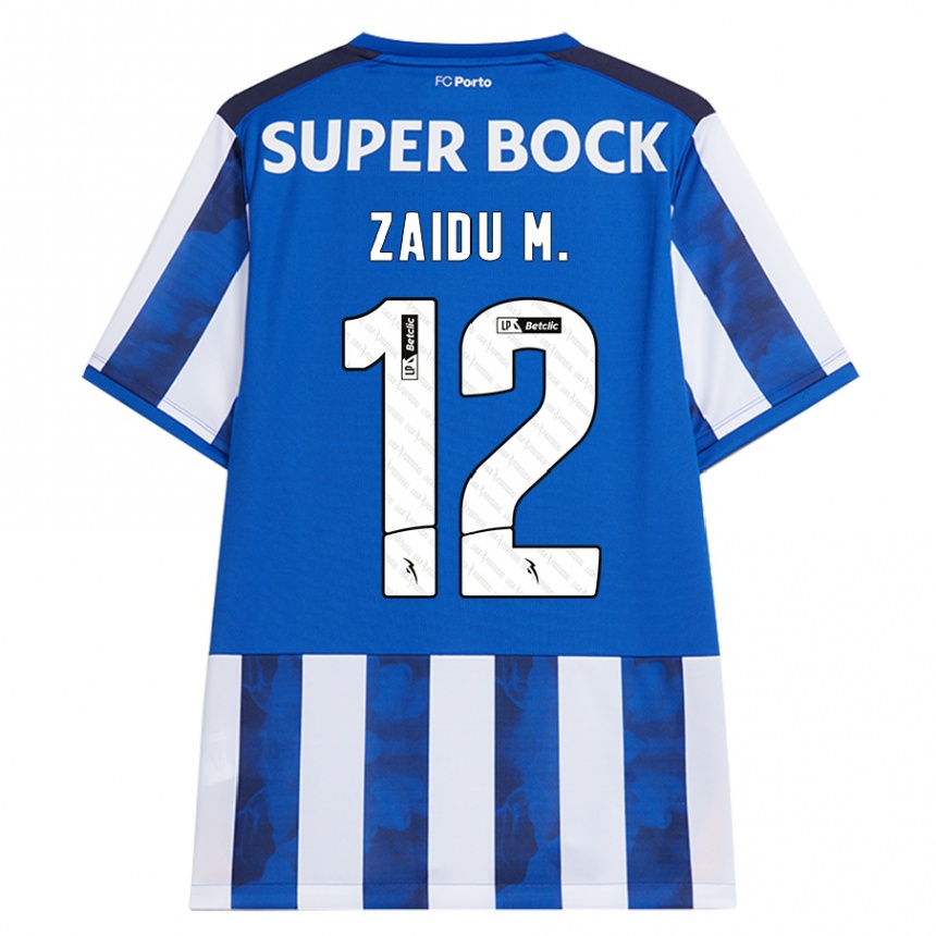 Kids Football Zaidu #12 Blue White Home Jersey 2024/25 T-Shirt Nz