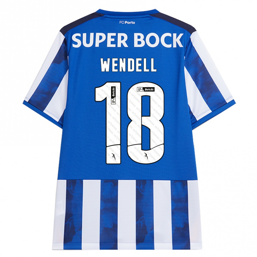 Kids Football Wendell #18 Blue White Home Jersey 2024/25 T-Shirt Nz