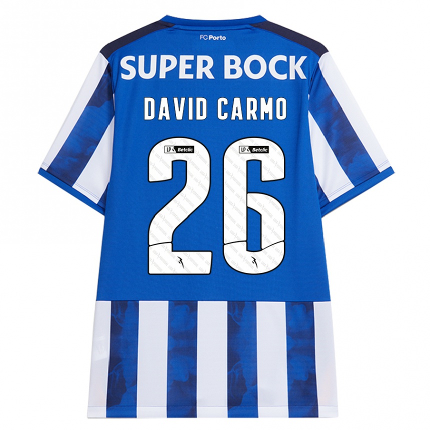 Kids Football David Carmo #26 Blue White Home Jersey 2024/25 T-Shirt Nz