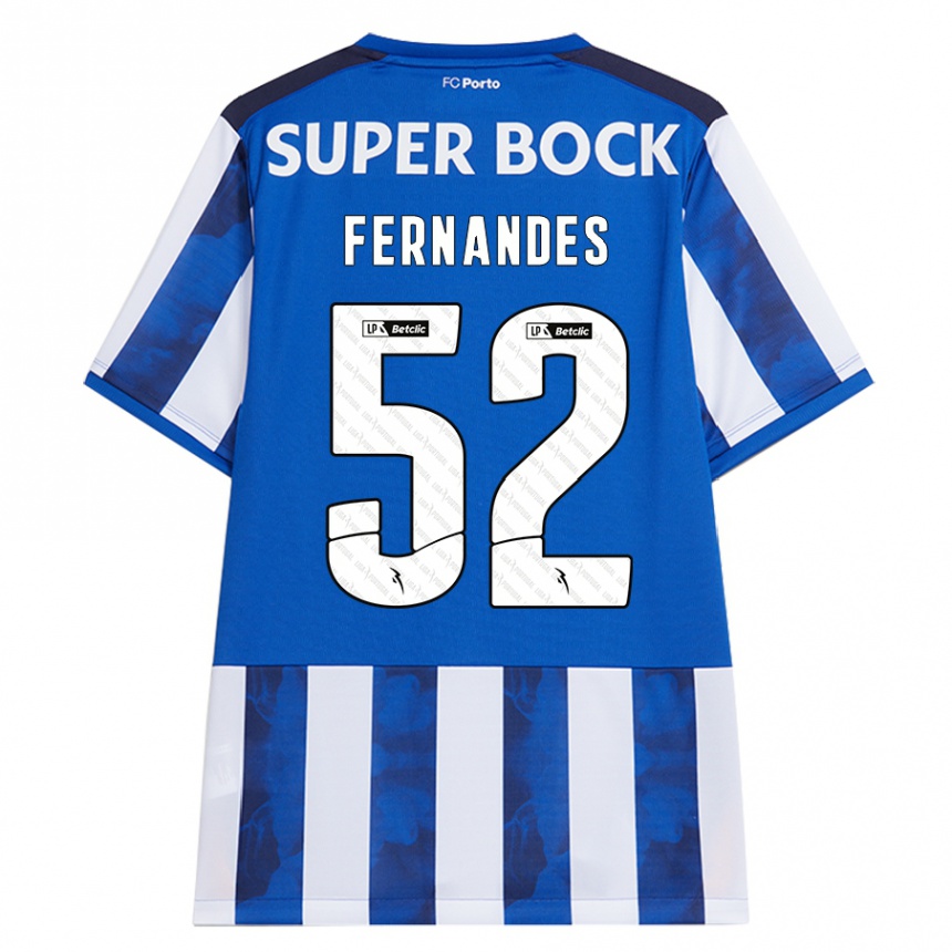 Kids Football Martim Fernandes #52 Blue White Home Jersey 2024/25 T-Shirt Nz