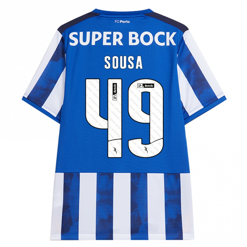 Kids Football Gonçalo Sousa #49 Blue White Home Jersey 2024/25 T-Shirt Nz