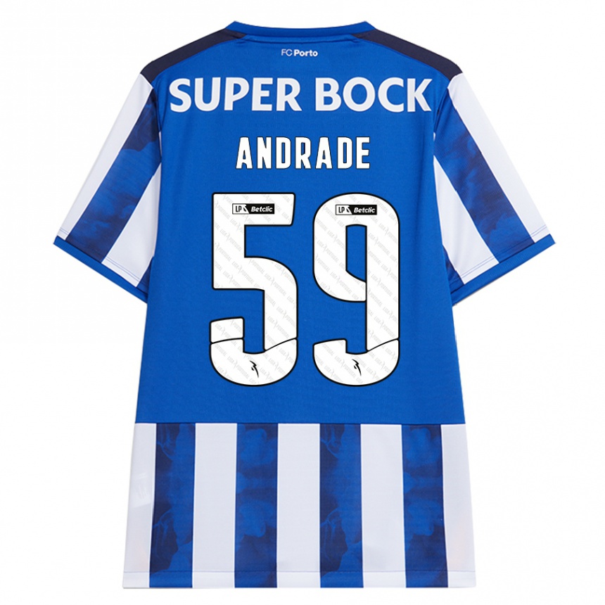 Kids Football Tiago Andrade #59 Blue White Home Jersey 2024/25 T-Shirt Nz