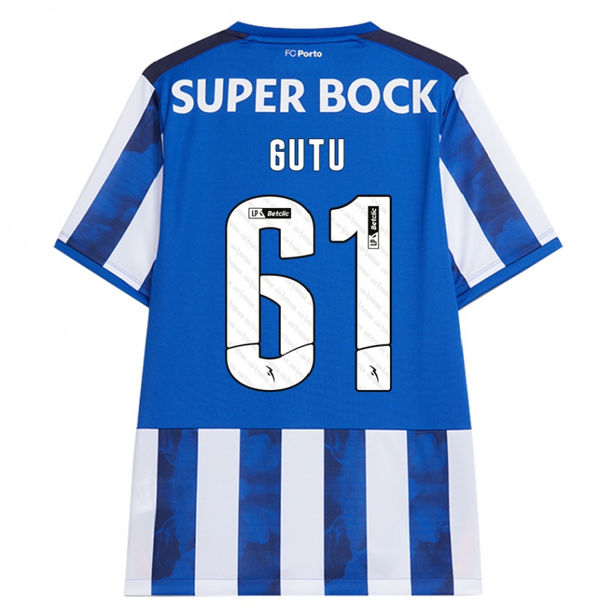 Kids Football Denis Gutu #61 Blue White Home Jersey 2024/25 T-Shirt Nz