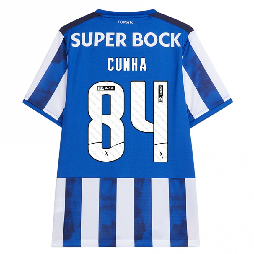 Kids Football Martim Cunha #84 Blue White Home Jersey 2024/25 T-Shirt Nz