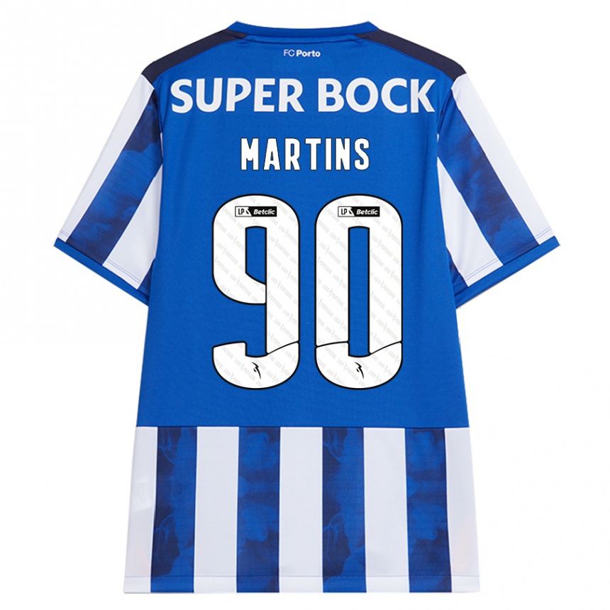 Kids Football Gil Martins #90 Blue White Home Jersey 2024/25 T-Shirt Nz