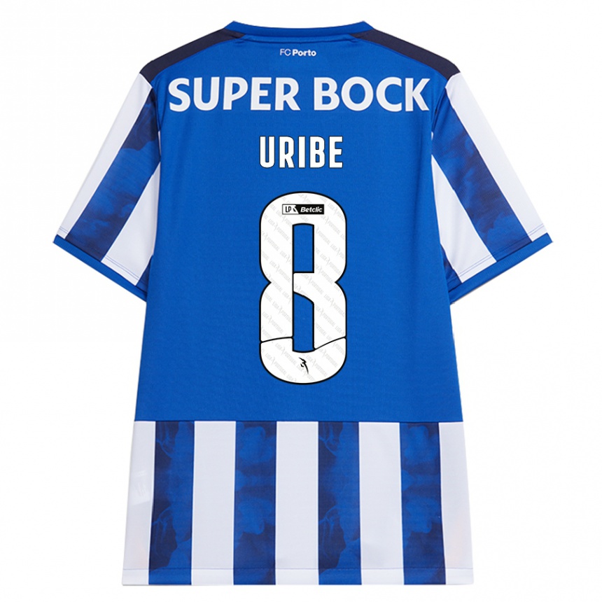 Kids Football Mateus Uribe #8 Blue White Home Jersey 2024/25 T-Shirt Nz