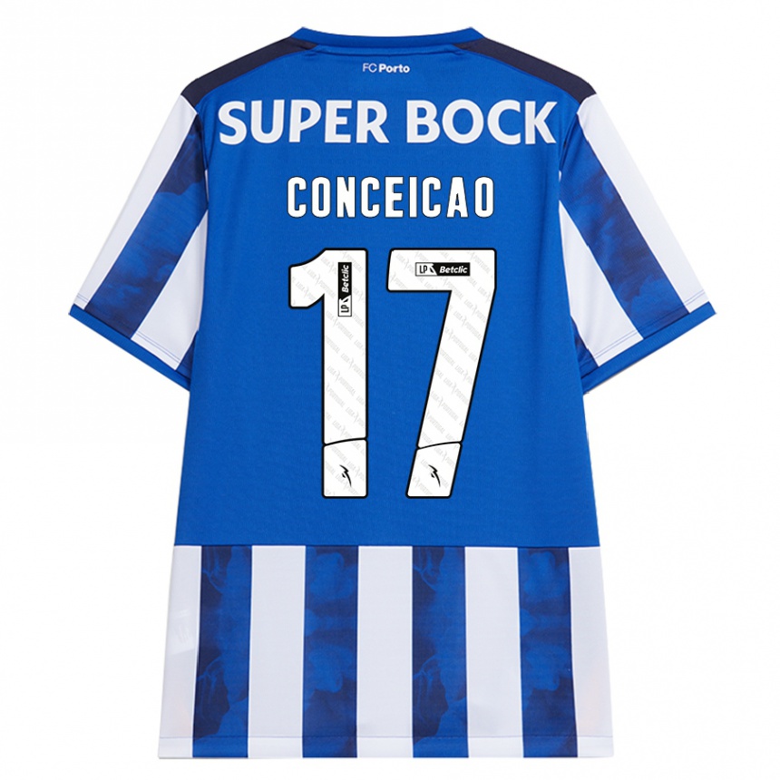 Kids Football Rodrigo Conceicao #17 Blue White Home Jersey 2024/25 T-Shirt Nz