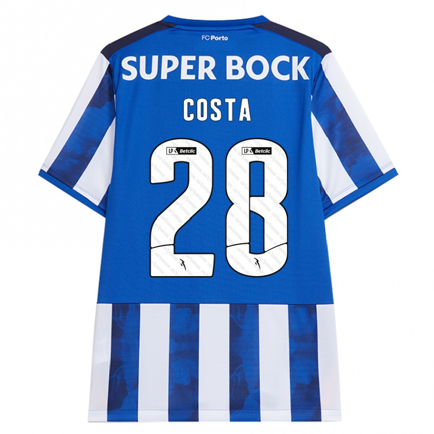 Kids Football Bruno Costa #28 Blue White Home Jersey 2024/25 T-Shirt Nz