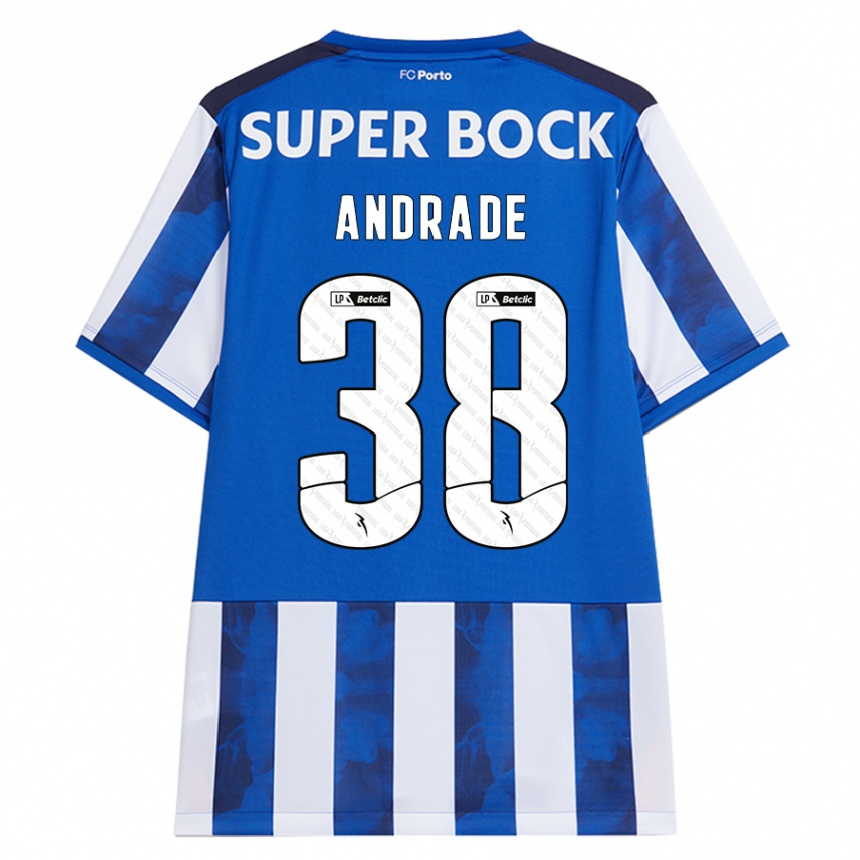 Kids Football Fernando Andrade #38 Blue White Home Jersey 2024/25 T-Shirt Nz