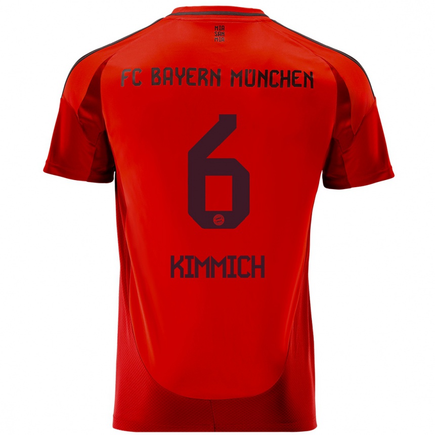 Kids Football Joshua Kimmich #6 Red Home Jersey 2024/25 T-Shirt Nz