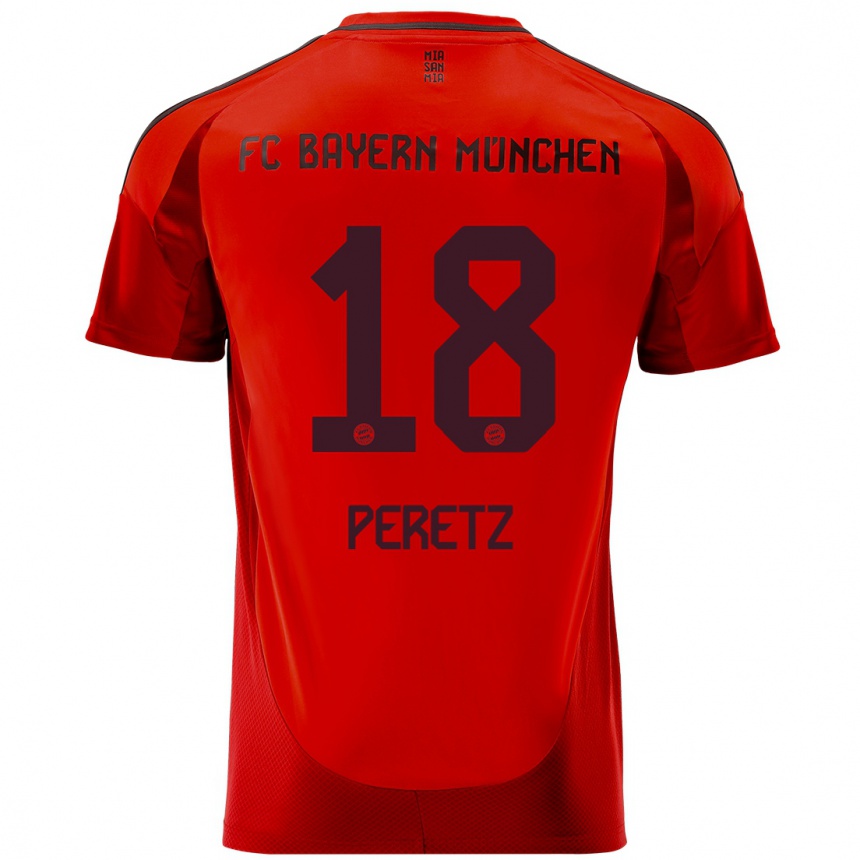 Kids Football Daniel Peretz #18 Red Home Jersey 2024/25 T-Shirt Nz