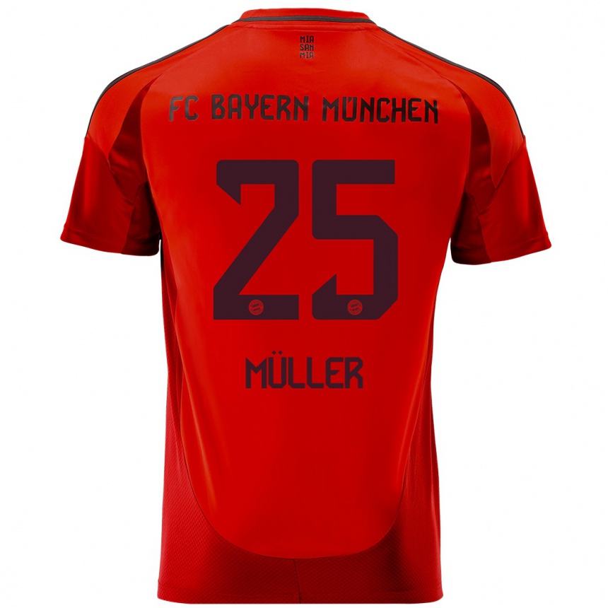 Kids Football Thomas Muller #25 Red Home Jersey 2024/25 T-Shirt Nz