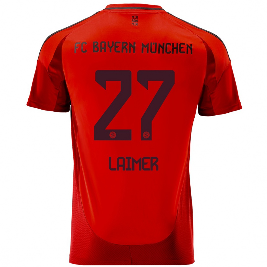 Kids Football Konrad Laimer #27 Red Home Jersey 2024/25 T-Shirt Nz