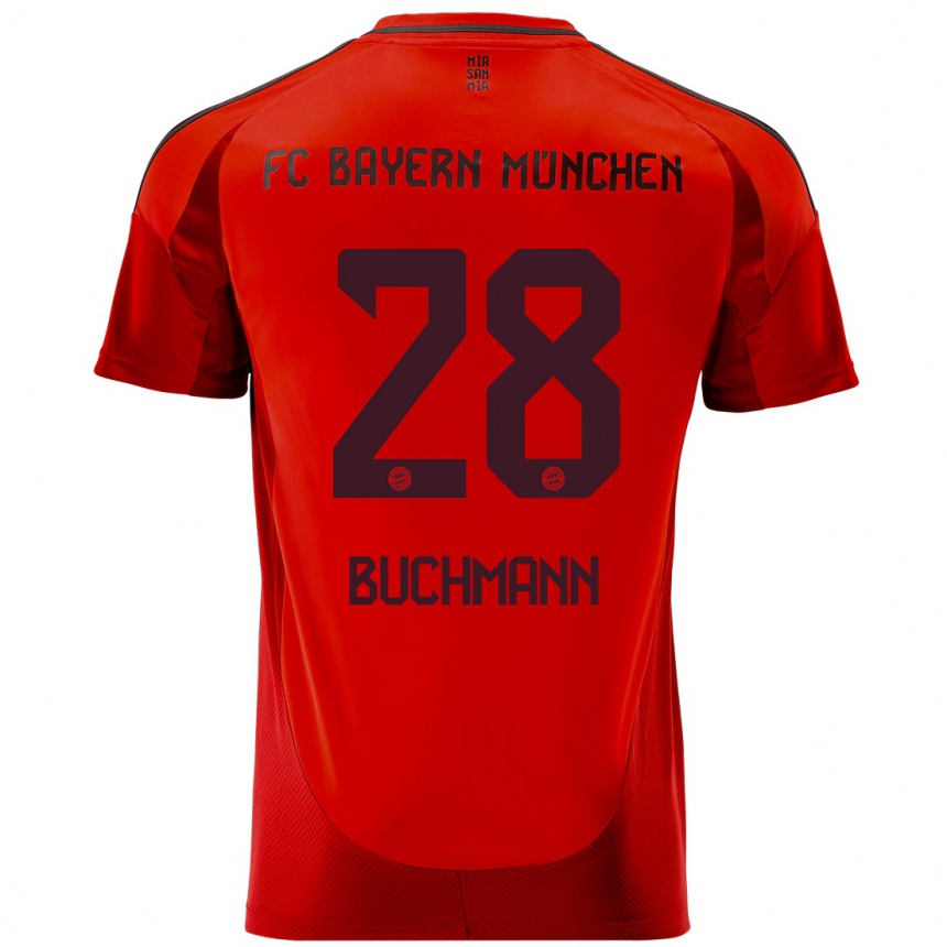 Kids Football Tarek Buchmann #28 Red Home Jersey 2024/25 T-Shirt Nz