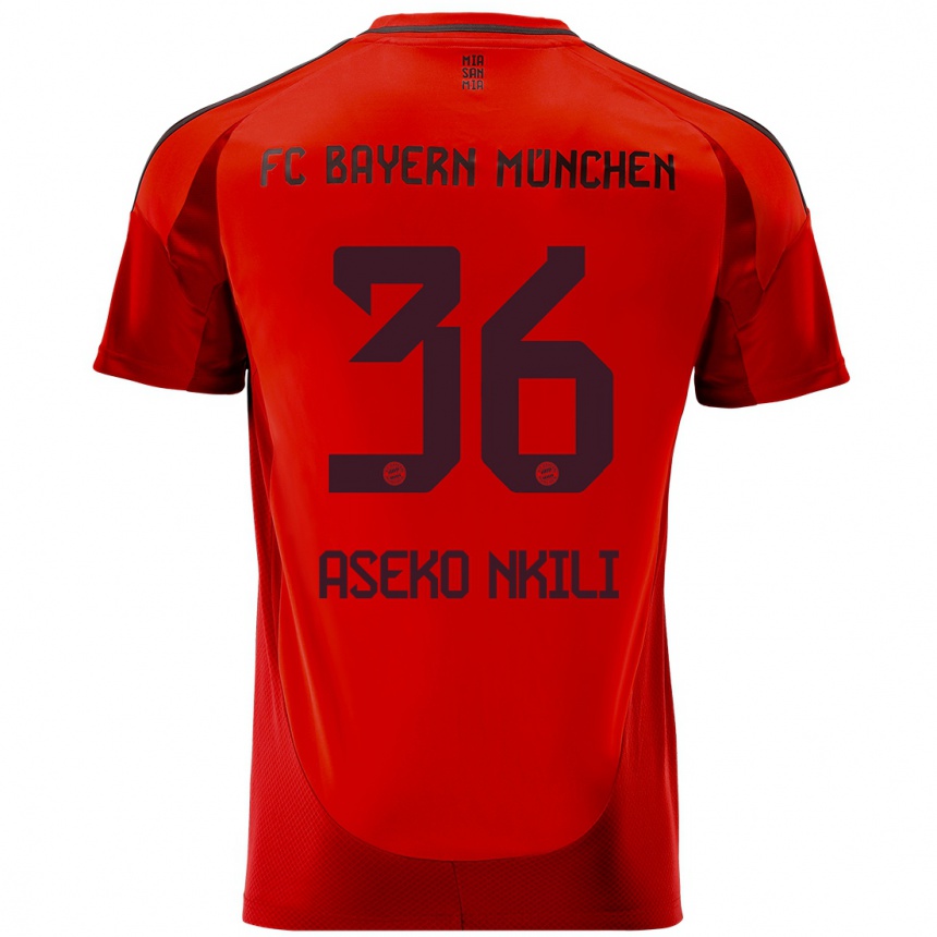 Kids Football Noel Aseko Nkili #36 Red Home Jersey 2024/25 T-Shirt Nz