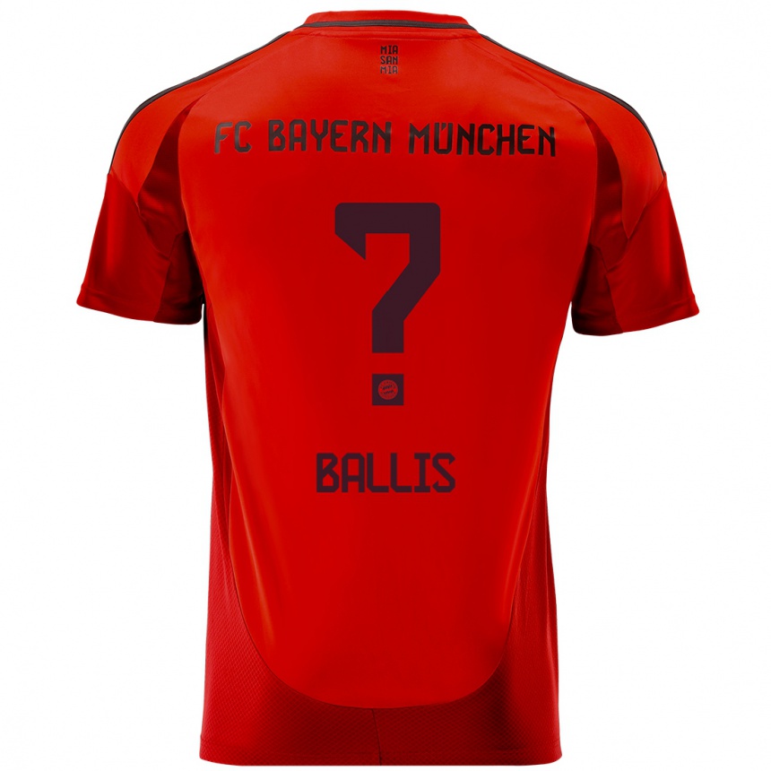 Kids Football Benjamin Ballis #0 Red Home Jersey 2024/25 T-Shirt Nz