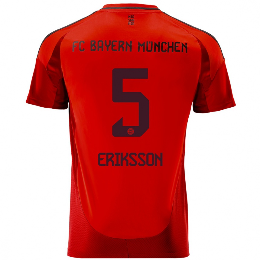 Kids Football Magdalena Eriksson #5 Red Home Jersey 2024/25 T-Shirt Nz