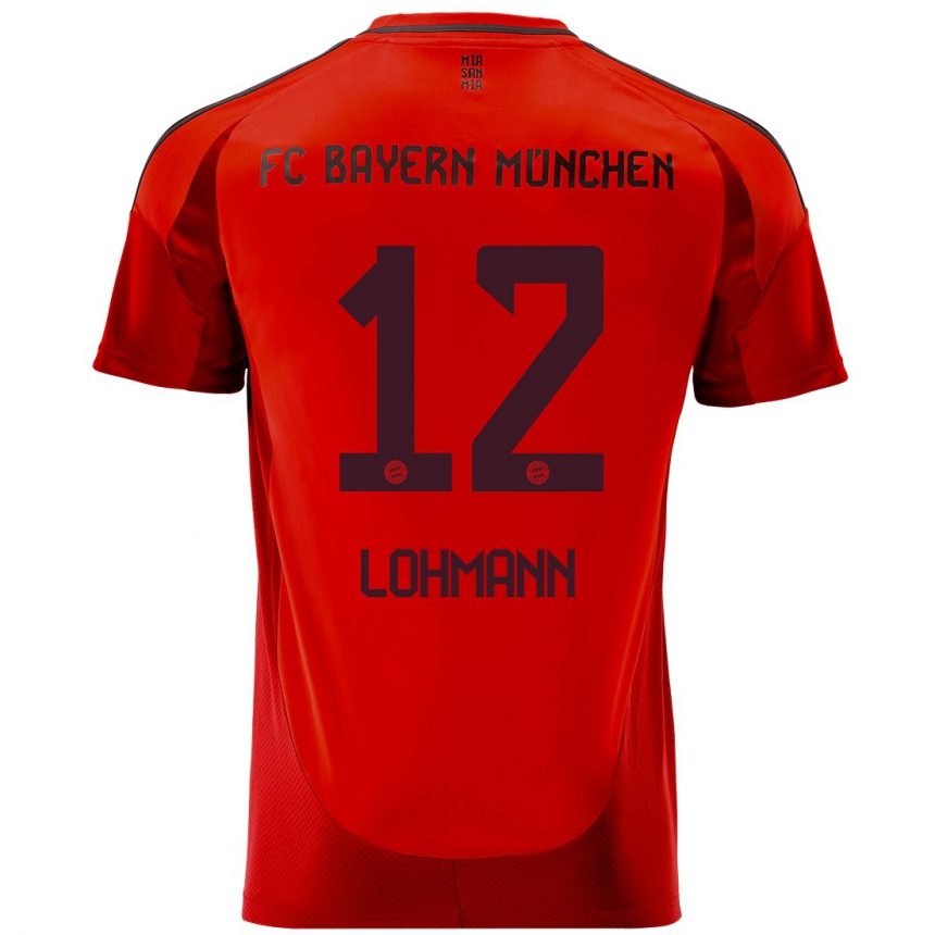 Kids Football Sydney Lohmann #12 Red Home Jersey 2024/25 T-Shirt Nz