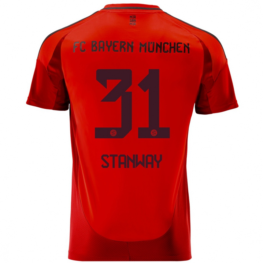 Kids Football Georgia Stanway #31 Red Home Jersey 2024/25 T-Shirt Nz