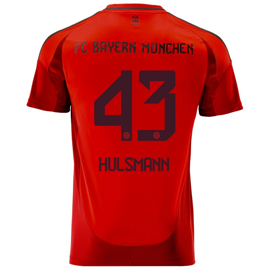 Kids Football Tom Hulsmann #43 Red Home Jersey 2024/25 T-Shirt Nz