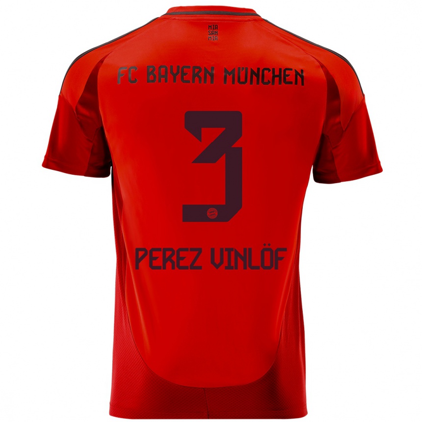 Kids Football Matteo Perez Vinlöf #3 Red Home Jersey 2024/25 T-Shirt Nz