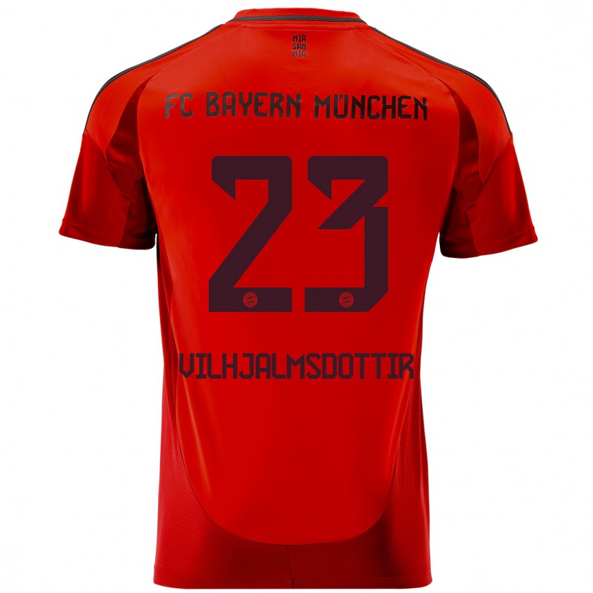 Kids Football Karolina Lea Vilhjalmsdottir #23 Red Home Jersey 2024/25 T-Shirt Nz