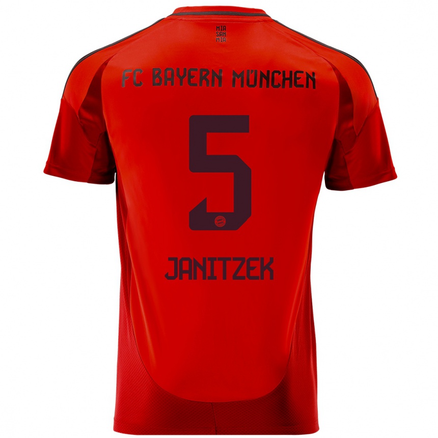 Kids Football Justin Janitzek #5 Red Home Jersey 2024/25 T-Shirt Nz