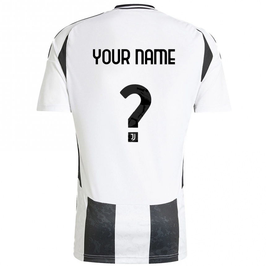 Kids Football Your Name #0 White Black Home Jersey 2024/25 T-Shirt Nz