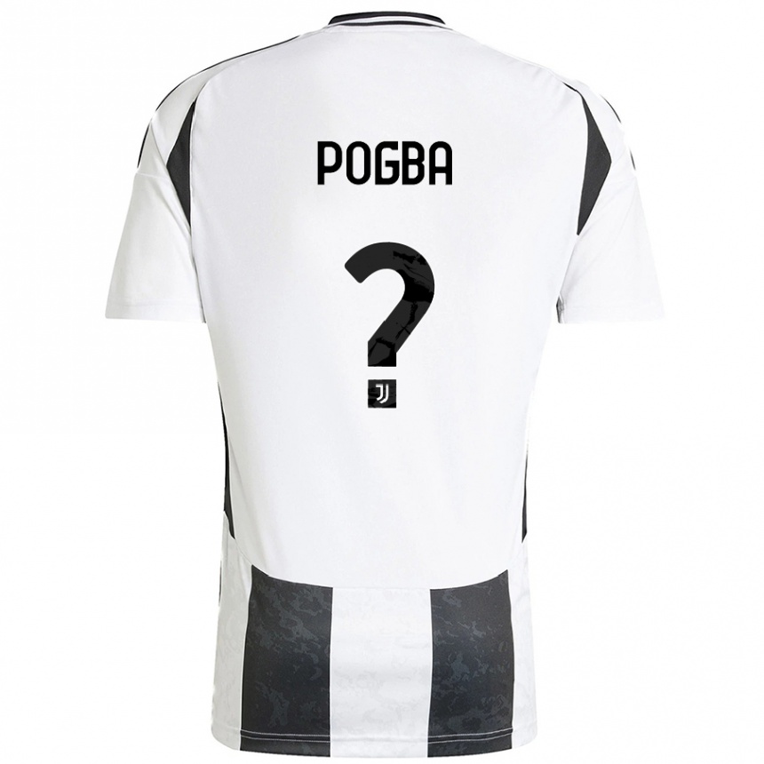 Kids Football Paul Pogba #0 White Black Home Jersey 2024/25 T-Shirt Nz