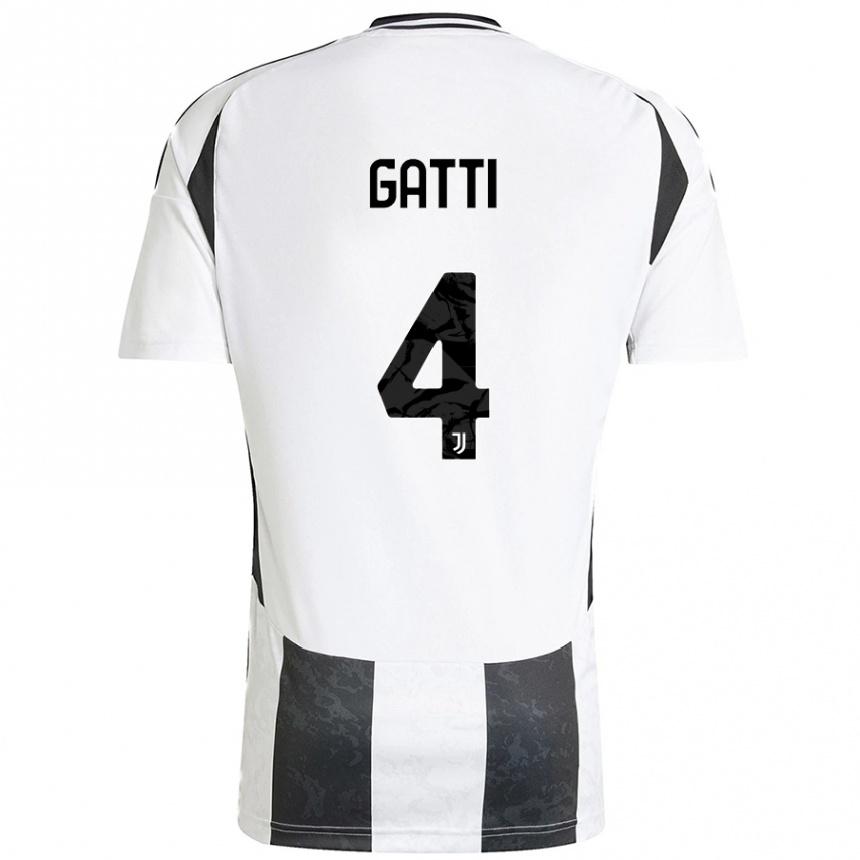 Kids Football Federico Gatti #4 White Black Home Jersey 2024/25 T-Shirt Nz