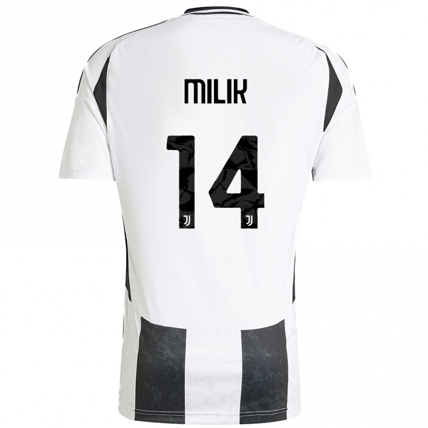 Kids Football Arkadiusz Milik #14 White Black Home Jersey 2024/25 T-Shirt Nz