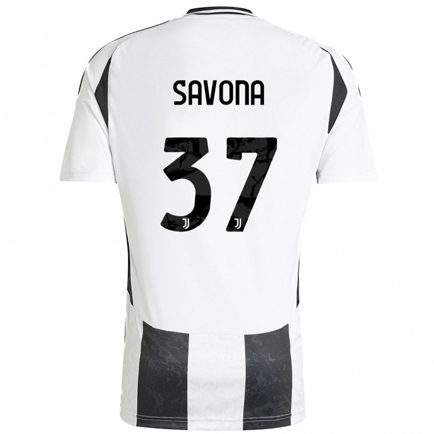 Kids Football Nicolo Savona #37 White Black Home Jersey 2024/25 T-Shirt Nz