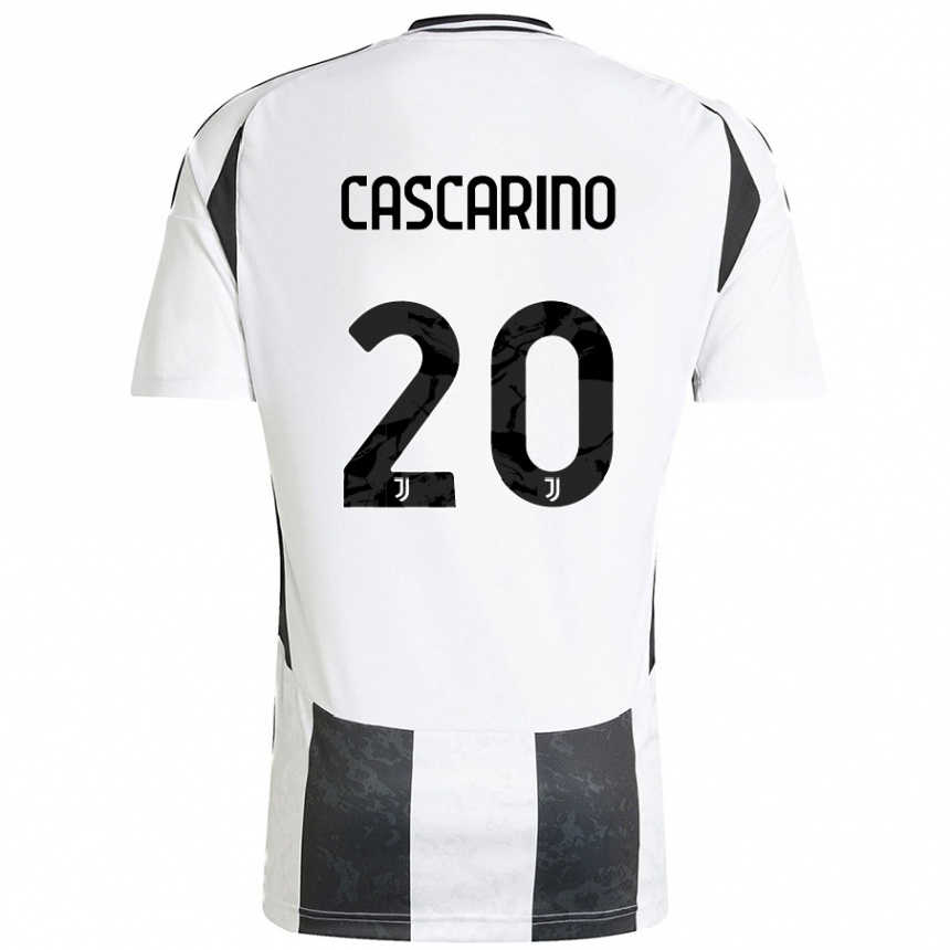 Kids Football Estelle Cascarino #20 White Black Home Jersey 2024/25 T-Shirt Nz