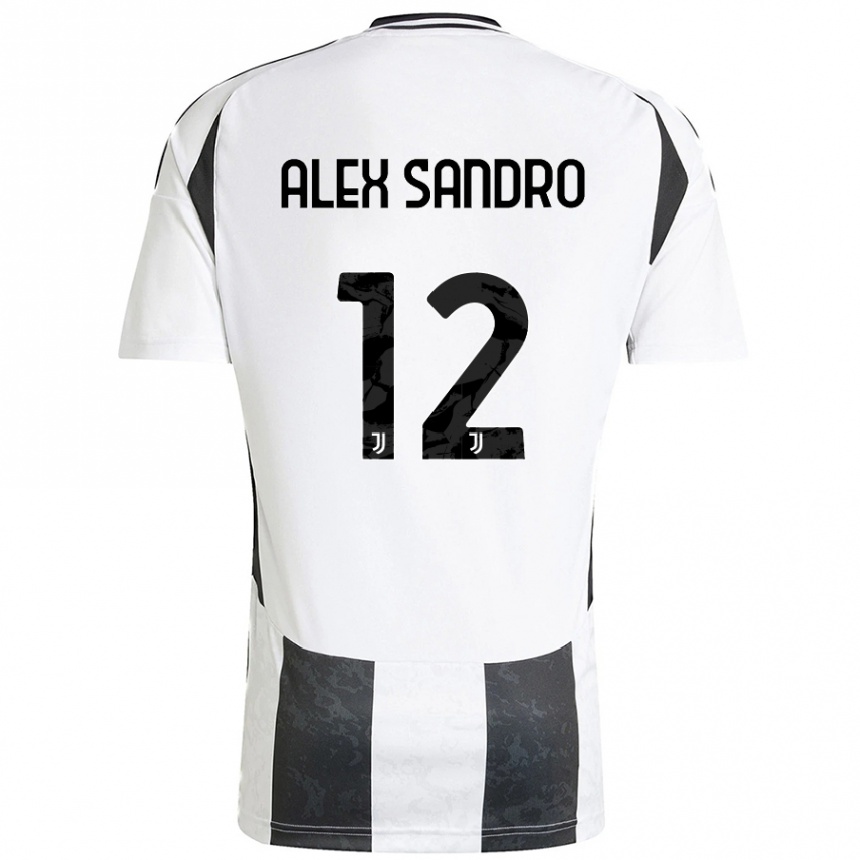 Kids Football Alex Sandro #12 White Black Home Jersey 2024/25 T-Shirt Nz