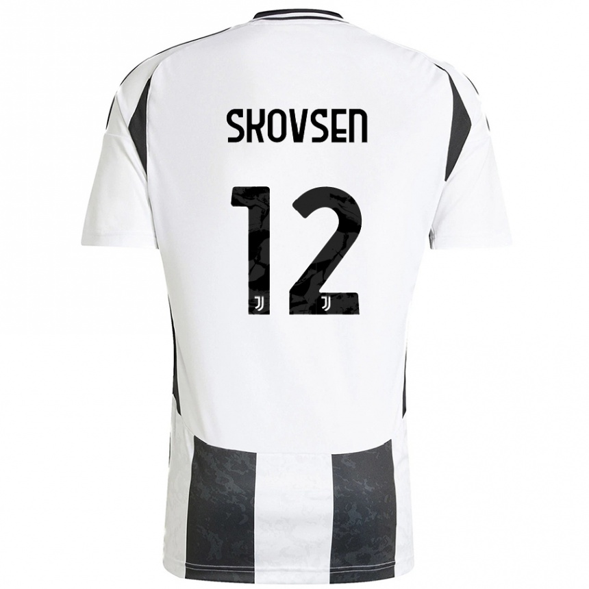 Kids Football Matilde Lundorf Skovsen #12 White Black Home Jersey 2024/25 T-Shirt Nz