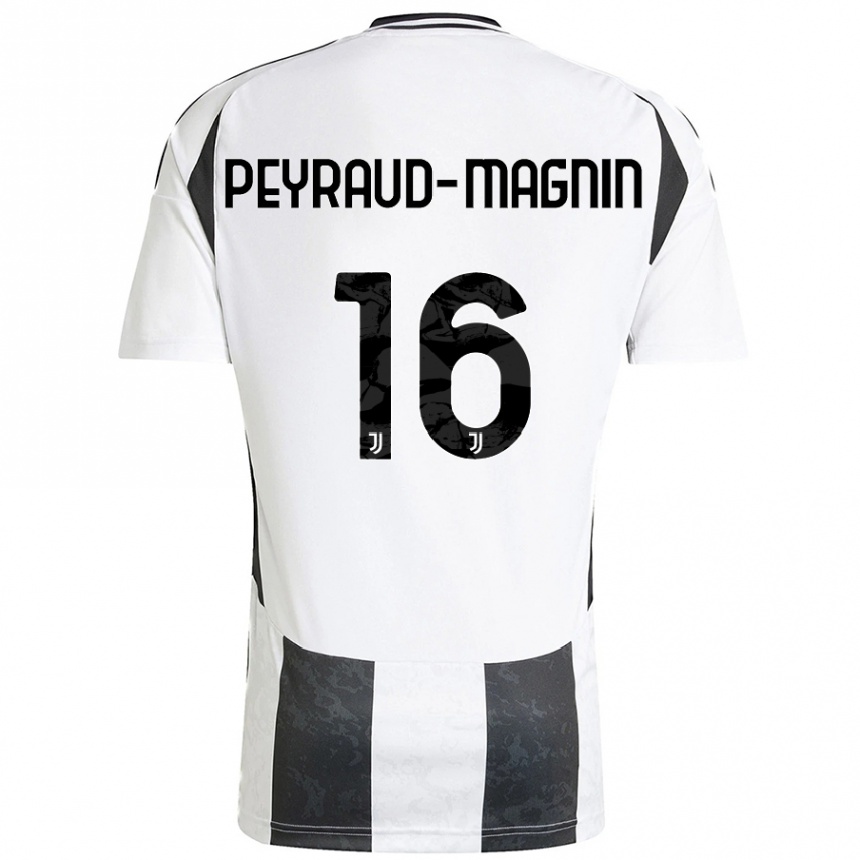 Kids Football Pauline Peyraud-Magnin #16 White Black Home Jersey 2024/25 T-Shirt Nz